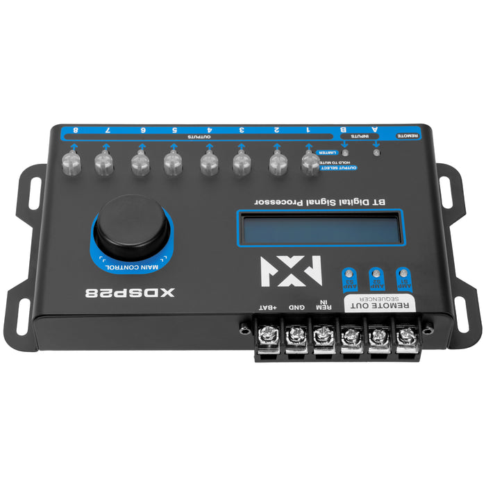 XDSP28 8-Channel X-Series 15 Band Parametric EQ Digital Signal Processor (DSP) with LCD Display, Built-in Bluetooth and Remote Level Controller