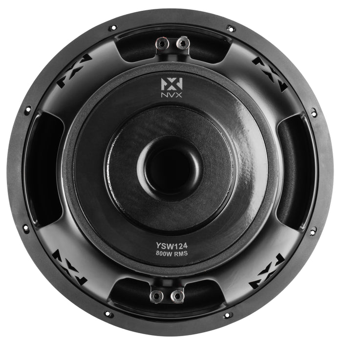 YSW124 1600W Peak (800W RMS) Y-Series 12" Dual 4-Ohm Subwoofer