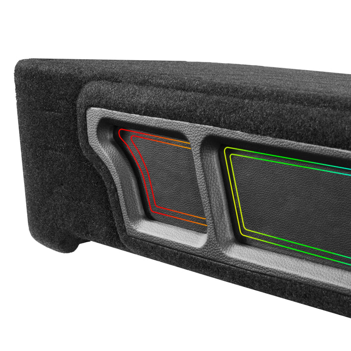 Custom Dual 10" Under-seat Ported Unloaded Subwoofer Enclosure with LED Lighting for 2009-Up Ford F-150 Super Crew and 2017-Up F-250/350 Super Duty Crew Cab Trucks | BE-FD-09F150SC-P210