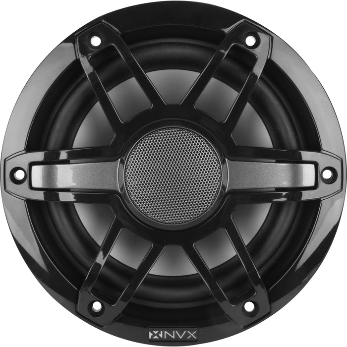 MVSP65 600W Peak (200W RMS) 6.5" V-Series 2-Way Marine Speakers with LED Lighting (Sport White and Black Grilles Included)