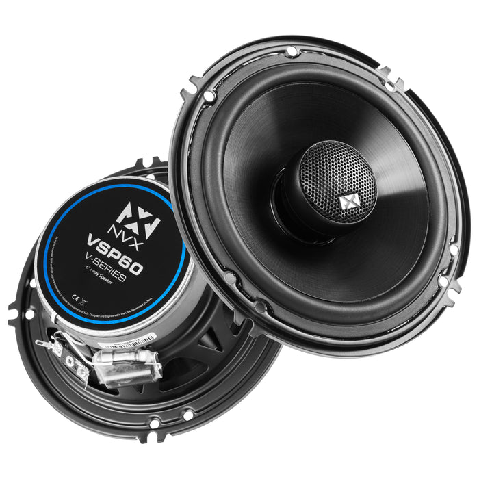 VSP60 600W Peak (200W RMS) 6" V-Series 2-Way Coaxial Speakers with 25mm Silk Dome Tweeters