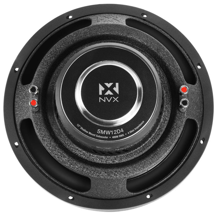 SMW12D4 800W Peak (400W RMS) S-Series Shallow-Mount 12" Dual 4-Ohm Subwoofer