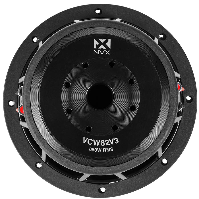 VCW82 Version 3 (VCW82v3) 1300W Peak (650W RMS) 8" VC-Series v3 Dual 2-Ohm Subwoofer