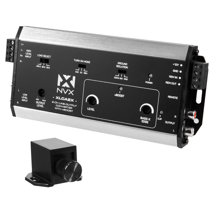 XLCA2X 2-Channel Line Out Converter Digital Bass Enhancer with xBOOST, Impedance Matching, and Remote Level Control