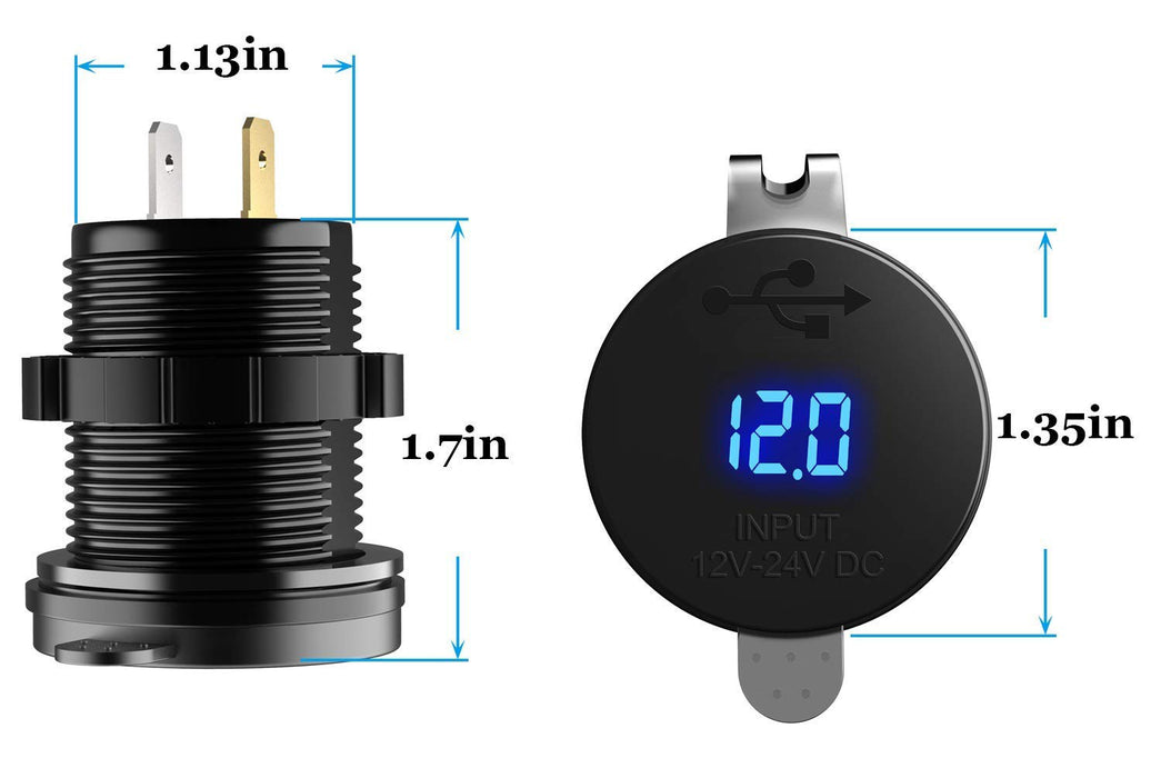 XQC303 Type C+ Quick Charge 3.0 Car Charger with LED Digital Voltmeter